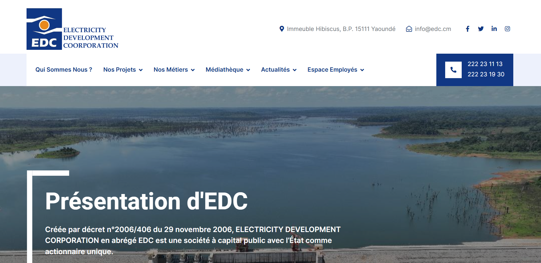 Website mock-up for EDC